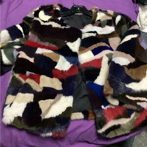 Sale!!! Great Multi Colored Mink w 3/4 Sleeve - size L - Great Gift Idea!